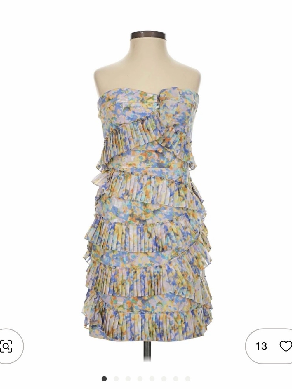 Cynthia Steffe Pastel Floral Strapless Ruffle Mini Dress